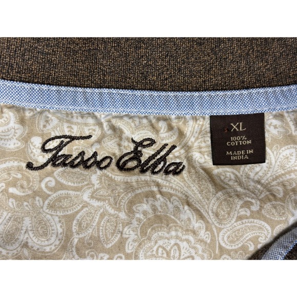 Tasso Elba Polo Shirt Mens XL Brown Heathered Long Sleeve Casual Comfort - Picture 9 of 14